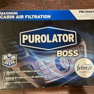 Purolator new in box cabin air filtration system
